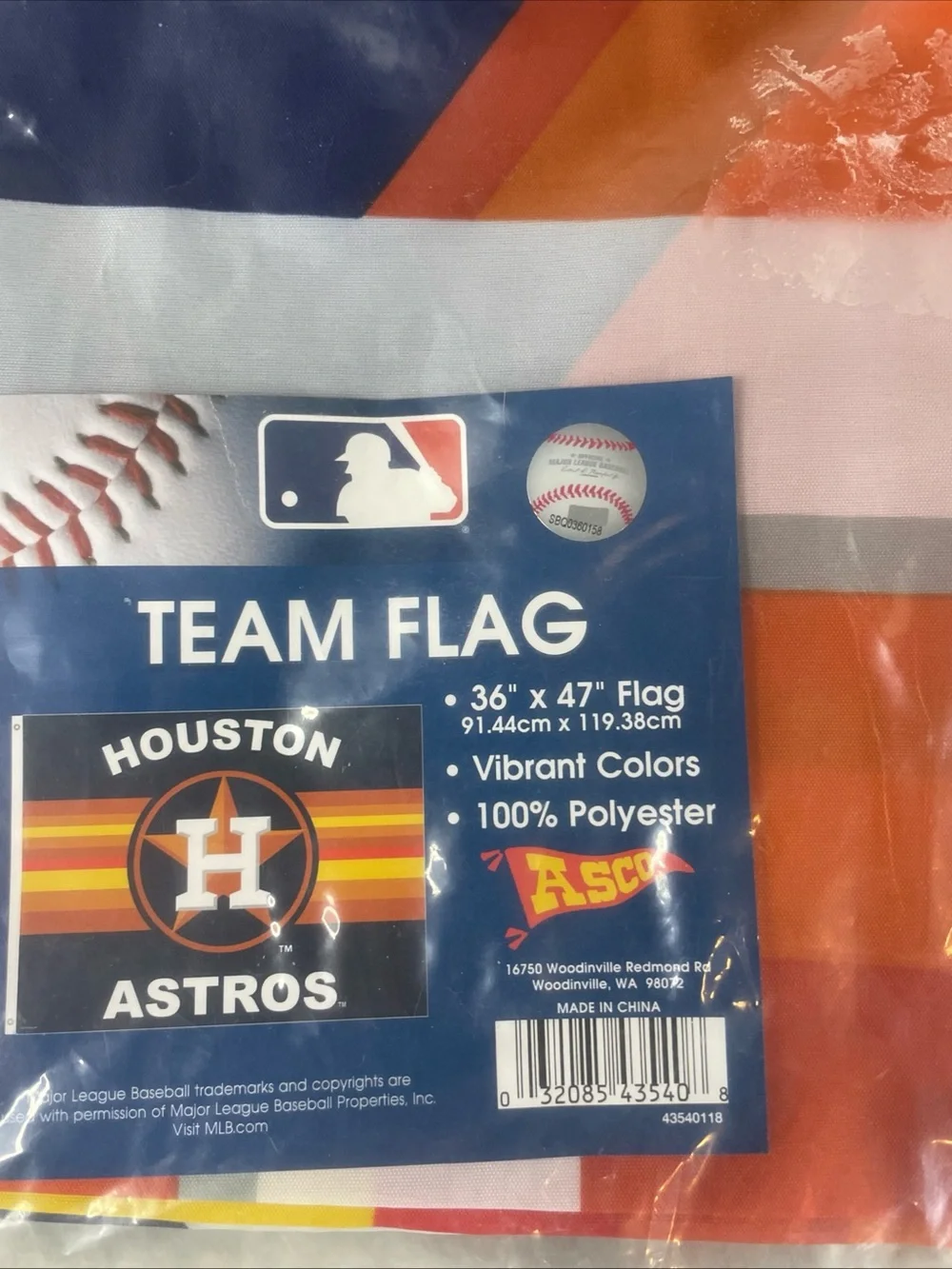 MLB Houston Astros Team Flag Tapestry in Navy Blue, Orange, White